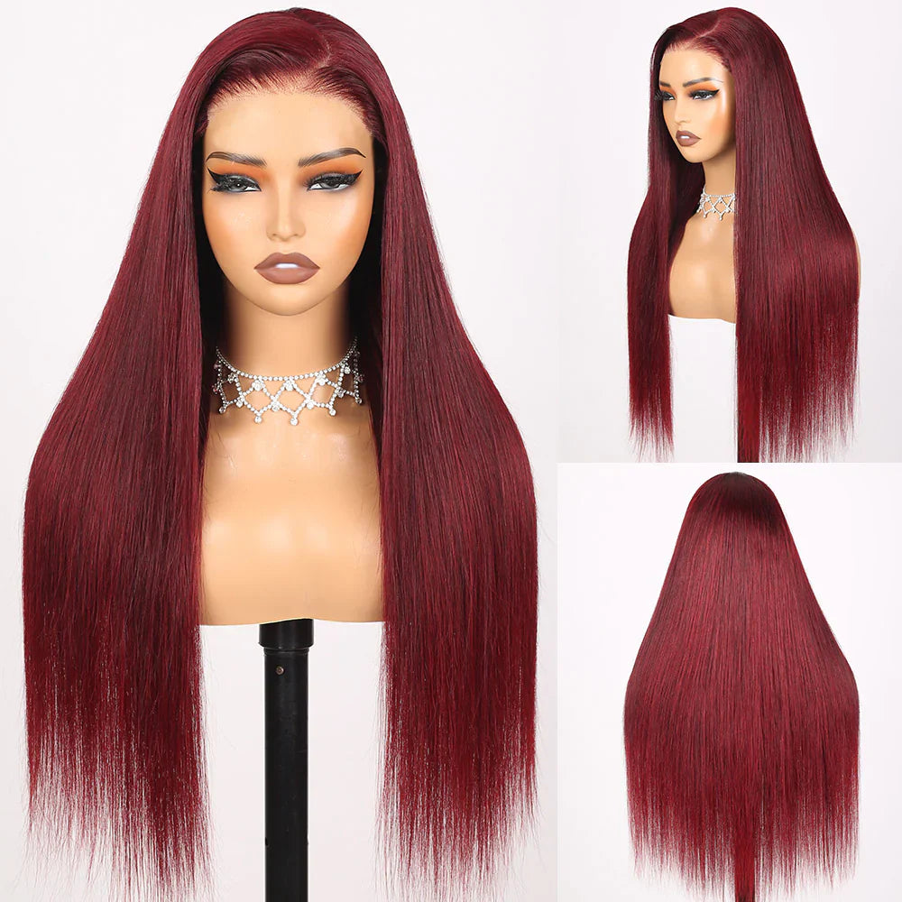 99J Burgundy Straight 6x5 Pre-Cut Glueless Wig - Wild Shuga