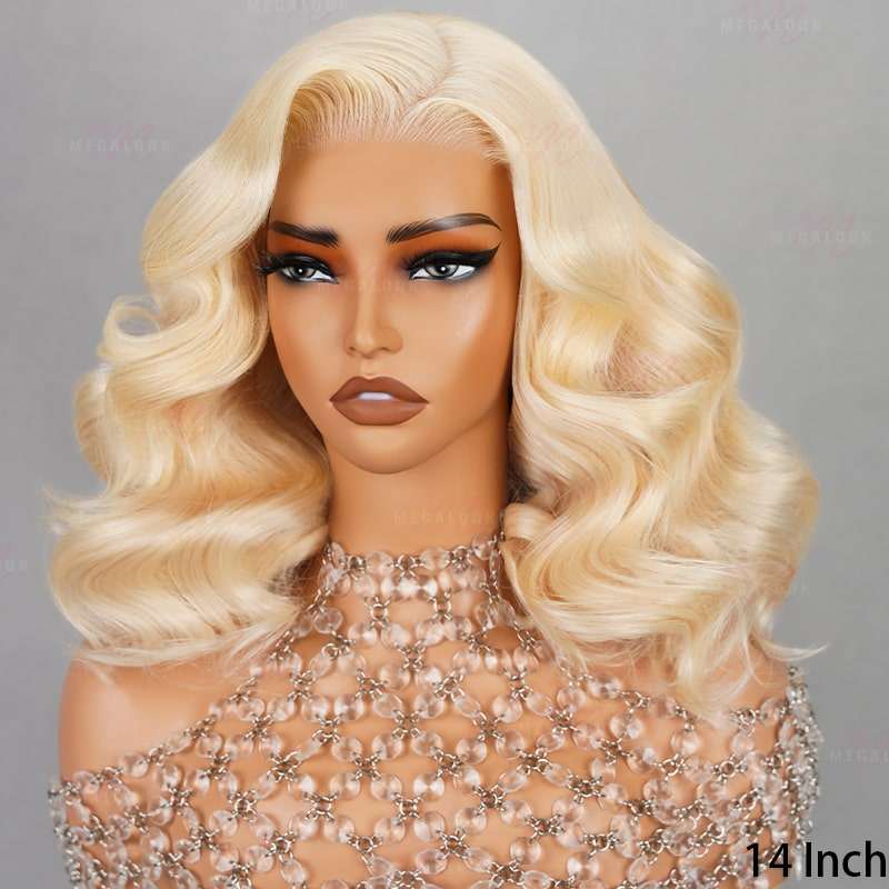 61B Blonde 6x5 Pre-cut Short Bob Wavy Glueless Wig - Wild Shuga
