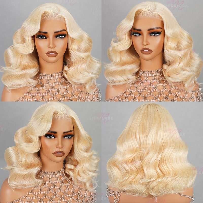 61B Blonde 6x5 Pre-cut Short Bob Wavy Glueless Wig - Wild Shuga